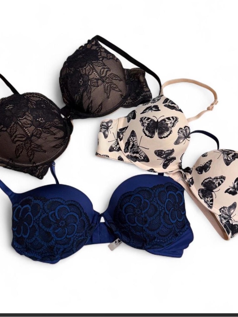 Lot of 3 Adore Me Maidenform Lace Butterfly Bras 32B